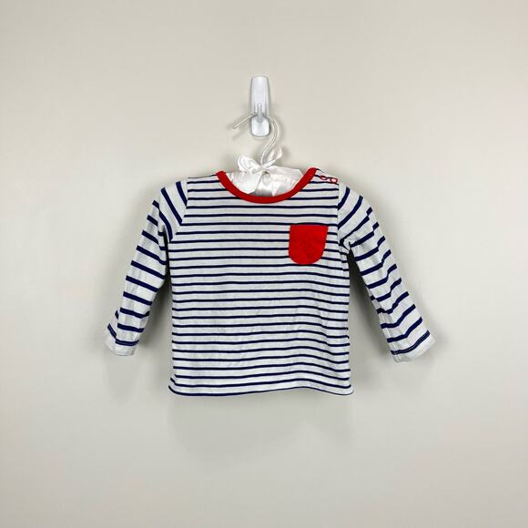 Mini Boden Long Sleeve Striped Pocket Tee 3-6 Months - Picture 1 of 5